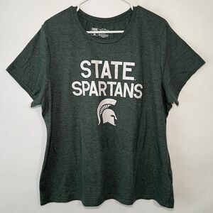 Michigan State Spartans University T Shirt Top Womens Size 2XL XXL Green SS